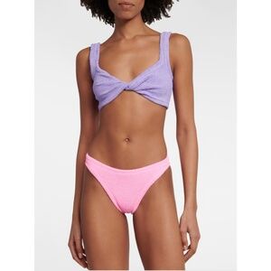 Hunza G Juno Twist Bikini Set in Lilac/Bubblegum